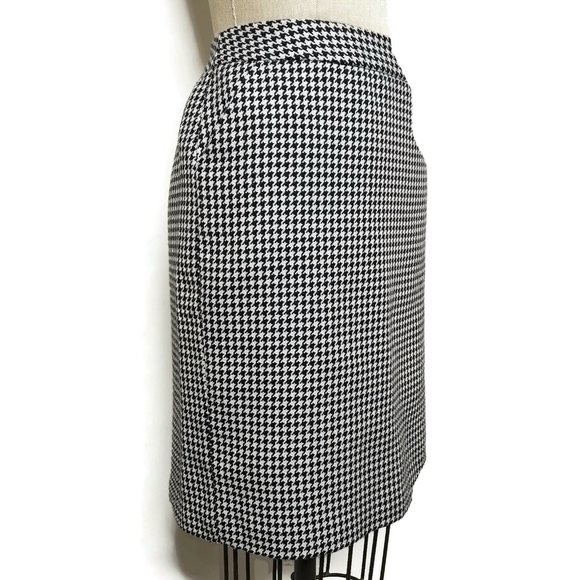 Petite Sophisticate Pencil Skirt 4P Pockets Houndstooth Check Woven Lined - Picture 2 of 9